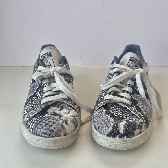 ADIDAS Orignals Stan Smith Snakeskin Lace Up Mens Sneakers Sz 5.5 Black White - Picture 3 of 11